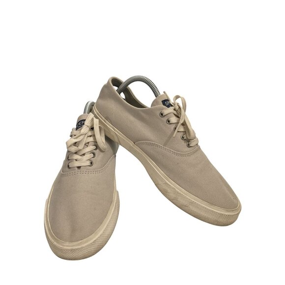 Sperry Women's Size 7.5M Beige Casual Lace-Up Canvas Sneakers shoes - Picture 1 of 8